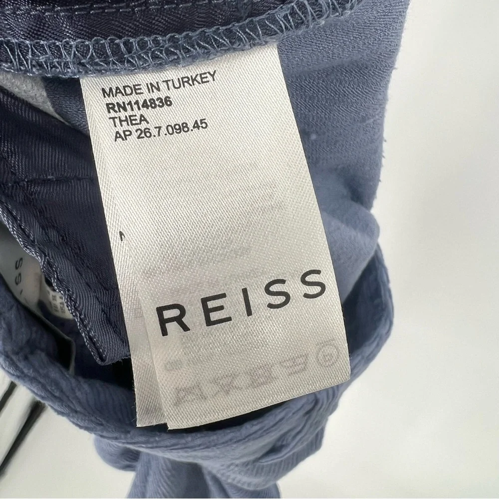 Reiss Thea Tapered Pleated Corduroy Blue Trousers Straight‎ Leg Pants